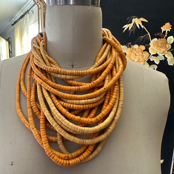 Vintage Gerda Lynggaard Monies Layered Beaded Necklace with horn clasp. - Picture 2 of 5